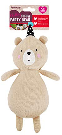 Pippa Party Bear, Plush Interactive Dog Toy - Beige