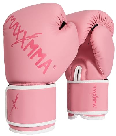 MaxxMMA Pro Style Boxhandschuhe für Damen und Herren, Effiziente Stoßdämpfung, Handgelenkschutz, Boxsack, MMA, Muay Thai, Sparring (Rosa, 10 Unzen)