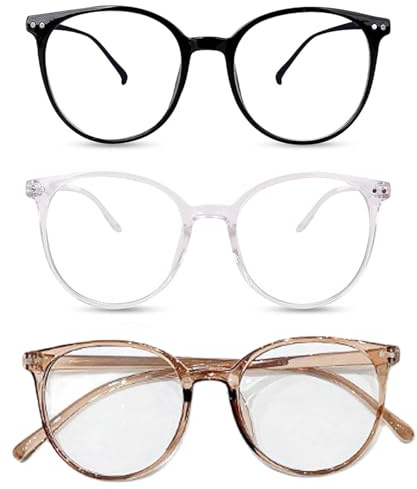 Tyrzol Blue Light Blocking Glasses - Anti Glare & Eyestrain, Light Weight Clear Lens Round Glasses for Women & Men