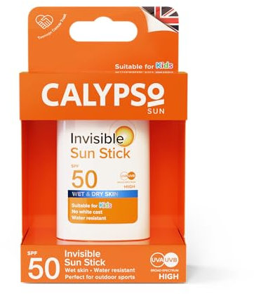 Calypso Invisible Sun Stick, SPF50 Sun Protection for Wet and Dry Skin, 15g