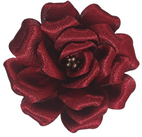 Mecool Pince à cheveux rose pour fête, mariage, corsage et tête - Accessoire de coiffure pour femmes et filles - Rouge foncé