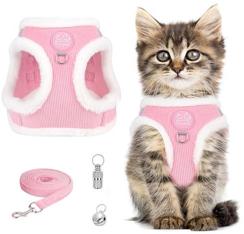 Ensemble de harnais anti-éclatement pour chat - Harnais de poitrine avec réfléchissant - Laisse pour chat - Harnais pour chat avec laisse - Harnais pour chat - Chatons et chiots (rose, S)