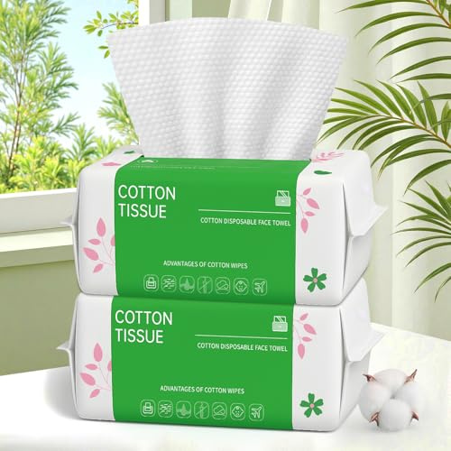 Disposable Face Towels 200 Count, Face Wipes for Sensitive Skin, Ultra Soft & Thick Face Wash Cloths, Dry Baby Wipes for Skincare, Cleansing and Makeup Remover (PEARL PATTERN)