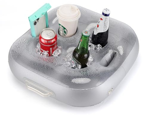 Porte-gobelets Gonflable Piscine – Flottant avec 4 Emplacements pour Bouteilles, Verres, Téléphones
