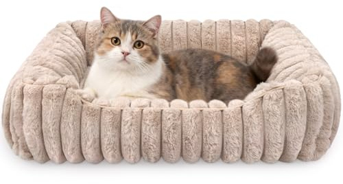 Arquiel Ultra Soft Dog Bed for Small Medium Dogs and Cats, Machine Washable Rectangular Pet Bed with Non-Slip Bottom, Breathable Puppy Sleeping Mat for Indoor, Fits 24-inch Pet Crate, Camel