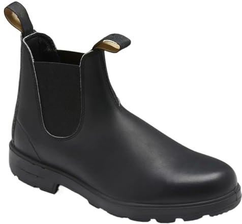 SPPEOUKJ Stivaletti Chelsea da uomo in pelle retrò, scarpe casual con plateau, stivaletti da uomo slip-on, stivaletti da coppia fatti a mano(Black,49)