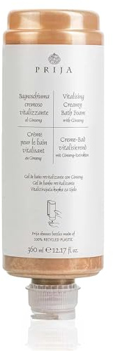 PRIJA - Líquido de baño nutritivo con partículas de oro, espuma cremosa, ginseng, cartucho dispensador de 360 ml (360 ml, ginseng)