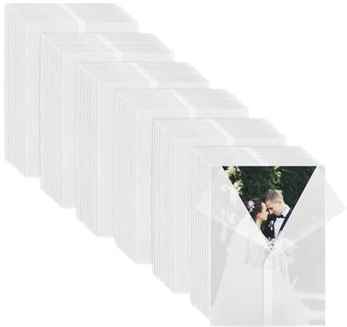 Rzspher 60 Pcs Translucent Vellum Jacket A5, 6x8 in Pre-Folded Vellum Paper | Vellum Wrap Handwriting and Printing are Both Supported, for Wedding Invitations Baby Shower Birthday Party