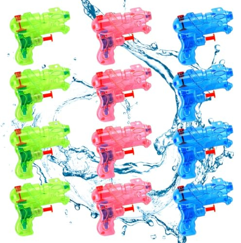 SULOLI 12pcs Petits Pistolets à Eau Pistolet a Eau Coloré Jouet Piscine