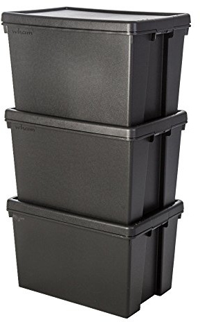 Wham Bam Recycled Storage Box and Lid Black 62Ltr