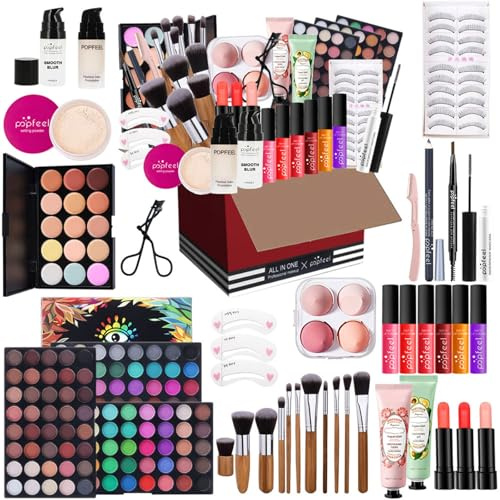 FantasyDay Juego de Maquillaje All in One Makeup Gift Set Incluye Corrector Camuflaje, Brillo de Labios, Brochas, Mascara, Sombra de Ojos - Belleza Cosmético de Caja pour Cara y Labio Make-up