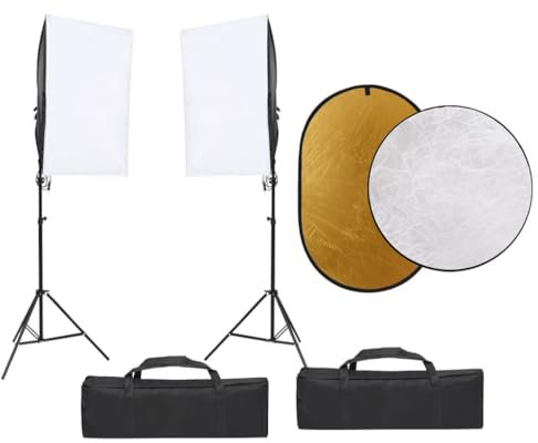 vidaXL Kit de Estudio Fotográfico con Set de Luces y Reflector Soporte Pantalla Foto Video Sistema Lámparas Luz Iluminación Plegable
