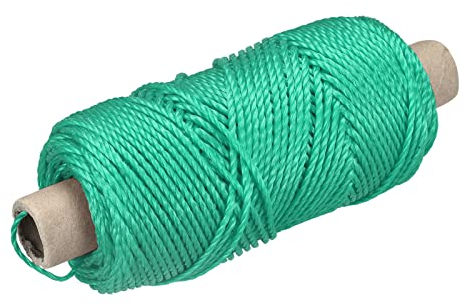 sourcing map Torcida Albañil Línea Nylon Cordel Cuerda Cordón Verde 100M/109 Yardas 3mm Diámetro para Redes, Paisajismo, Hogar Mejora, Bricolaje Proyecto, Artesanía, Albañilería