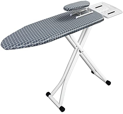 KUKIXO Tavolo da Stiro Regolabile,Regolabile in Altezza,ASSE da Stiro Traspirante Mobile,con Braccetto Stiramaniche, Piano Stiro 91 * 31 cm/13x43 Pollici con Portacaldaia (Color : E)