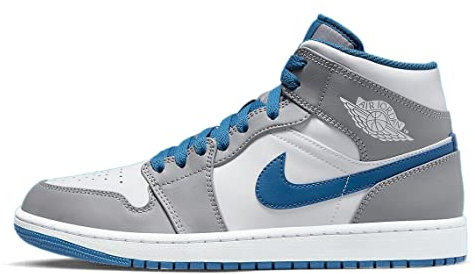 Nike - Air Jordan 1 Mid True Blue - DQ8426014 - Farbe: Weiß-Grau - Größe: 44.5 EU