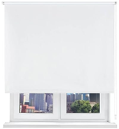 HOME MERCURY- Estor Opaco Enrollable Blackout, Estores térmicos, Persiana Enrollable Blackout para Ventanas. Fácil Instalación (90x180cm, Blanco)
