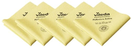Vileda Professional, Bayeta PurMicro Active, Amarillo, Microfibra alto rendimiento, Recubrimiento PUR, Superficies lisas, Inox, Vidrio, Alta absorción, Secado sin rastros, Disponible 5 colores,38x35cm