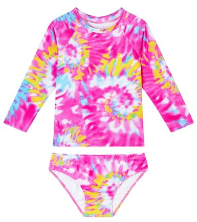Snowheart Girls Rash Guard Sets Long Sleeves Swimsuit 2 Pieces Tankini Bathing Suit Swimwear for Girls 3-12 Years