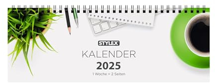 Schreibtischquerkalender 2025 / 56 Blatt / 1 Woche = 2 Seiten