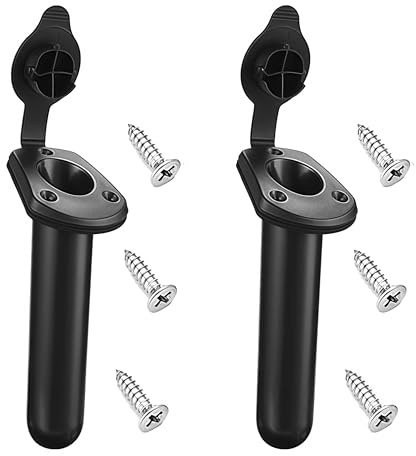 2-Pack Plastic Flush Mount Kayak Rod Holders with Cap Covers，Fishing Tackle Accessory Tool，for Kayak, Canoe, Small Boat Accessories Loopunk