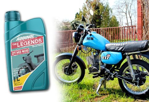 2-Takt Motorenöl Addinol MZ405 Super MIX, 1 Liter, rot gefärbt, mineralisch kompatibel mit Simson, MZ, Trabant - The Legends Special Edition