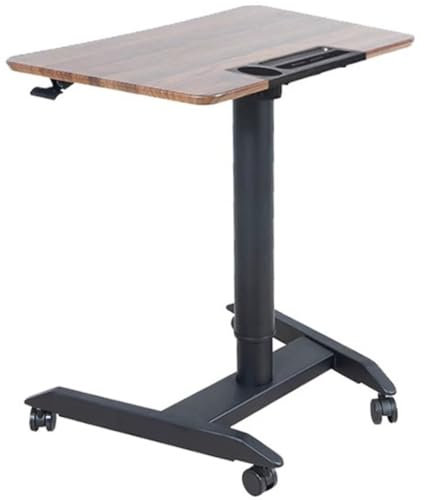 Mesa Portátil Móvil, Estación De Trabajo con Ordenador De Altura Regulable De 70 A 110 Cm, Escritorio De Pie con Portavasos, Mesilla De Noche con Ruedas(Negro)