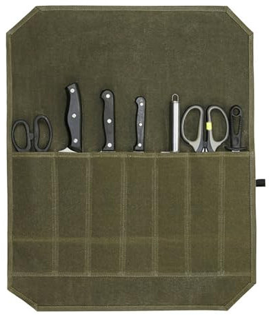 kaiyaya Sac à Couteaux de Chef Portable Pochette Couteau avec 7 Ompartiments Sacoche à Couteaux pour Couteaux de Cuisine Sac à Couteaux en Toile Cirée pour Camping Randonnée Cadeau