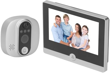 Walfront Visor de Puerta WIFI Cámara de Mirilla Inteligente Detección de Movimiento 1080P LCD en Color de 4,3 Pulgadas Intercomunicador Bidireccional Visión Nocturna Gran Angular