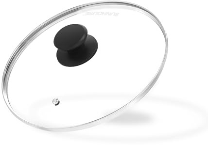 Sunhouse 10” Glass Lid for Pots, Pans, Woks & Skillets - Tempered Glass Replacement Lid with Heat-Resistant Knob - Fit 10” (26cm) Cookware, Dishwasher Safe, Oven Safe