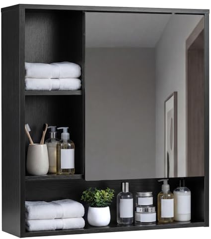 Multigot Bathroom Mirror Cabinet (Black)