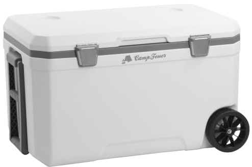 CampFeuer Glacière de 70 litres avec roulettes - Glacière isotherme avec poignées - Boîte de refroidissement mobile - Mini réfrigérateur - Boîte à goûter - Glacière - Pour voiture et extérieur