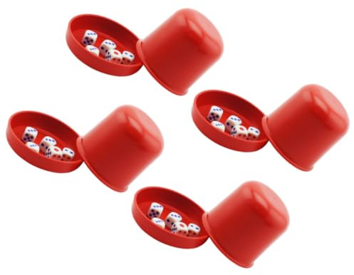 IMIKEYA Vasos para Dados de Bar Rojos, Diseño Grueso con Base y Tapa Transparente, Resistentes a Golpes y Antitrampas, Juego Divertido para Fiestas y Reuniones Sociales