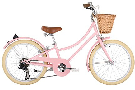 Bobbin Gingersnap 20 Kids Bike for Girls & Boys Ages 5-8 Years Old, Children Bicycle with 7 Gears & Hand Brakes & Wicker Basket (Blossom Pink)