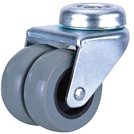 Rueda Doméstica Doble Poliamida Gris Pasante 50mm