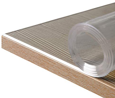Glasklar Folie 2 mm + abgeschrägte Kante, Größe wählbar 70x120 cm, Wunschmaß transparente Tischdecke Tischschutz, Made in Germany