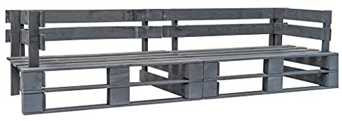 vidaXL Imprägniert Kiefernholz Garten Palettensofa 2-Sitzer Sofa Lounge Loungesofa Gartensofa Gartenmöbel Palettenmöbel Gartengarnitur Sessel Couch Grau
