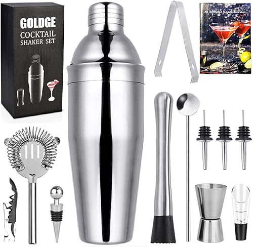 GOLDGE Set da 12 pezzi da cocktail shaker cocktail mixer set regalo accessori bar 750 ML cocktail shaker in acciaio inox per casa bar