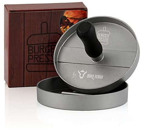 BBQ-Toro Presse à Hamburger en Aluminium - Diamètre : 11,8 cm - Gris - Moule à Viande - avec revêtement Anti-adhésif, pour Barbecue, Barbecue et Cuisine, Presse à Hamburger, pattype à Hamburger