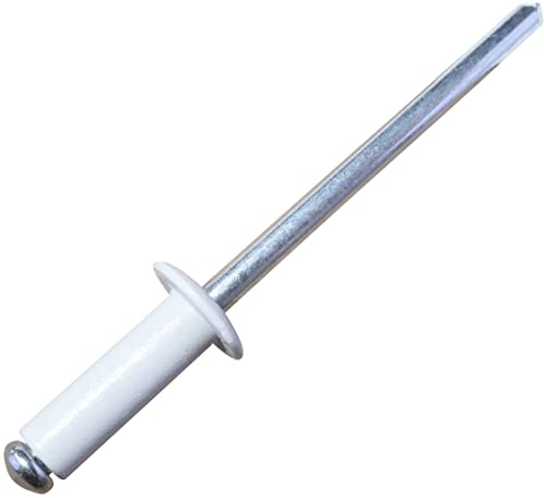 AERZETIX - C57116 - Set di 50 rivetti ciechi Ø4x12mm colore bianco RAL 9010 - in acciaio/alluminio - rivetto pop a rottura stelo