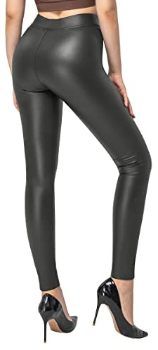 SOGNO D'ORO Leggings de Cuero de ImitacióN Leggings de Mujer Look de Cuero Leggings de Cuero de Invierno de Cintura Alta para Mujer Leggings Sexy Pantalones de Cuero