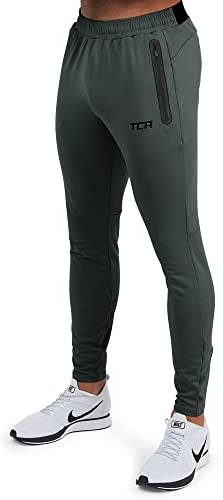 TCA Uomo Rapid Pantaloni Tuta da Corsa con Tasche a Zip - Pantalone Sportivo Leggero - Verde Scuro, XXL