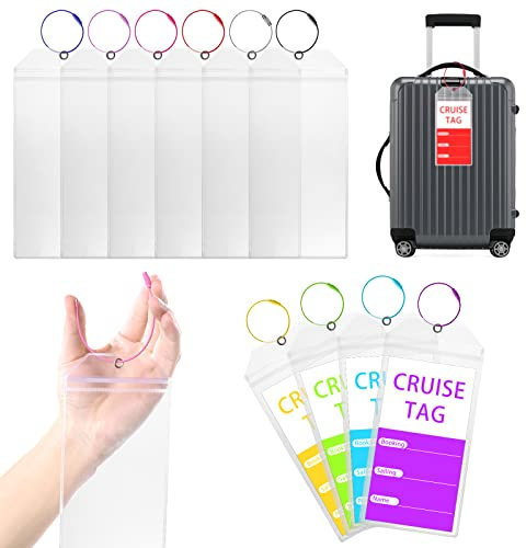 Ailvor 10 Stück Kreuzfahrt-Gepäckanhänger, wasserdichte PVC-Gepäckanhänger für Kreuzfahrten, transparente Kreuzfahrt-Gepäckanhänger mit Metallband, robuste Gepäckanhänger, Kofferanhänger für Gepäcktas