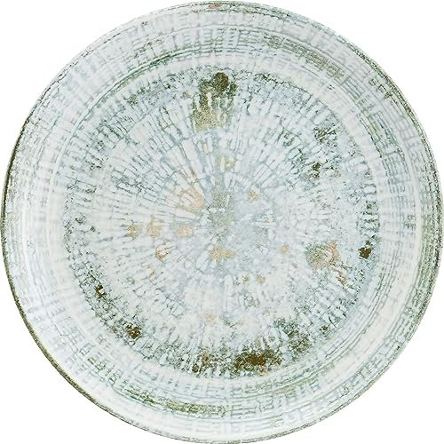 Lot de 6 assiettes à petitdéjeuner, assiettes à pain, assiettes à gâteau, assiettes d'apéritif, assiettes à salade, petites assiettes plates, rondes, 21 cm, vertes, blanches, Bonna Odette, olive,