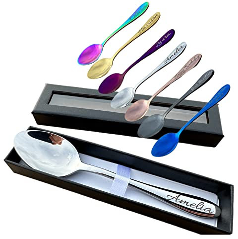Custom Teaspoon Stainless Steel Engraved Name Ice Cream Spoon Personalised Birthday Christmas 2023 Gift Custom Engrave