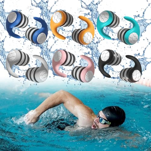 Ohrstöpsel Schwimmen für Erwachsene - Wasserdichte Silikon Ohrenstöpsel Wiederverwendbare Ohrschutz zum Duschen Schwimm Surfen Schnorcheln Schlafen und Andere Wassersportarten, 6 Paar