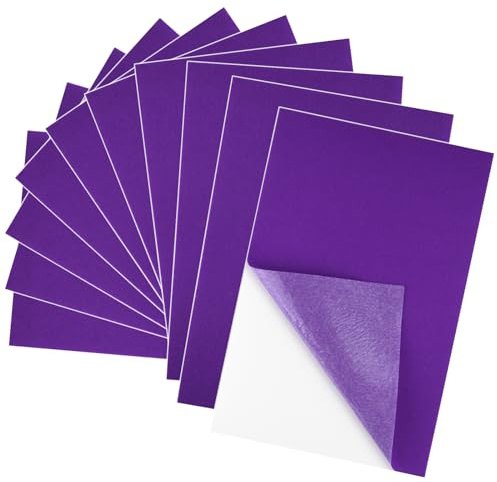 BOUBONI 10 Stück Filz Selbstklebend, 20 x 30 cm Klebefilz Farbe Filzstoff Selbstklebend für Bastelbedarf Kunst Heimwerken (Lila)