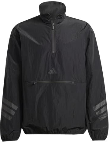 adidas Men's Future Icon 3-Stripes Woven Half-Zip Sportswear Sweatshirt, Black, Medium