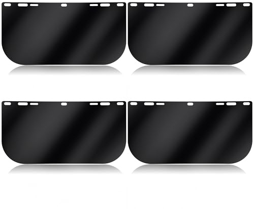 Feekoon 4 Pack Face Shield Replacement Lens, 15.5'' x 8'' Tinted Full Face Shield Compatible with Hobart 770580, Protective Safety Visor Replacement for Welding, Grinding, DIY, Cosplay Helmet