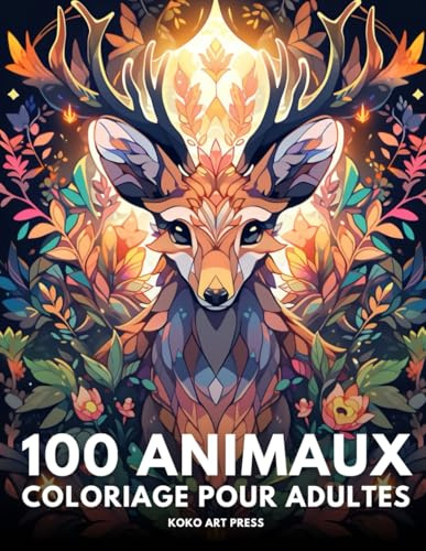 100 Animaux: Livre de Coloriage Pour Adultes avec Mandala Animaux, Dessins Anti Stress et Relaxant