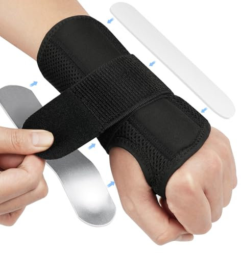 HOTUT Breathable Wrist Support Brace Splint,Adjustable Wrist Splint,Wrist Support Brace with Removable Metal Hand Splint,Unisex Wrist Supports for Everyday Use Ideal for Carpal Tunnel,Tendonitis